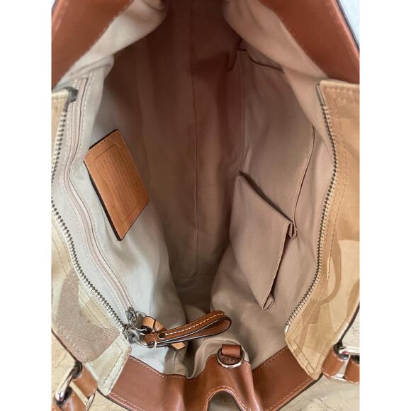 Coach Hampton op art tan/brown striped multicolored Carryall 13337 - Picture 10 of 10